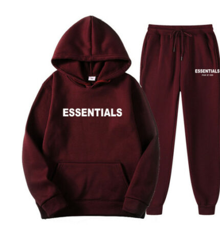 Essentials Fear of God Hoodie Tracksuit Maroon